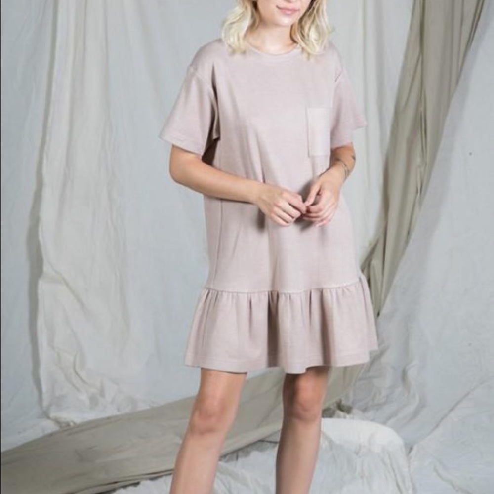 Tina Ribbed Ruffle Hem T-Shirt Dress